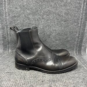 Louis Vuitton Black Grey Leather Chelsea Ankle Boots Made in Italy VTG Mens 10